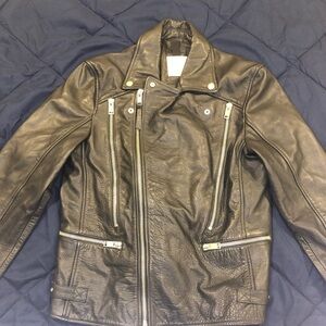 Mango Men's Dark Brown Leather Jacket